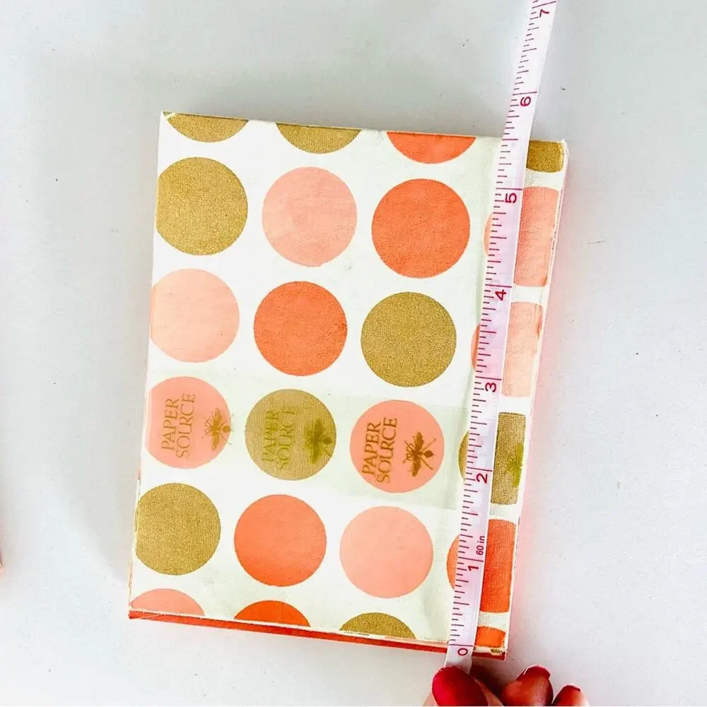 NEW PAPER SOURCE Salmon Pink White Gold Polka Dot Handmade Greeting Card S/2